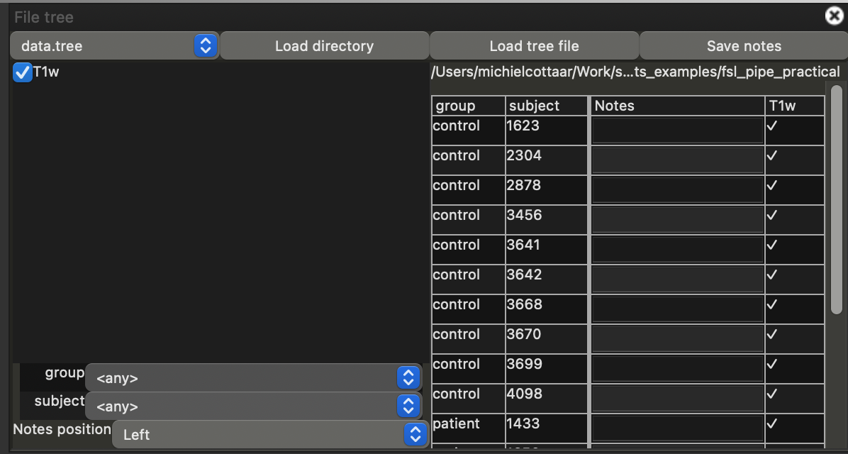 fsleyes file-tree menu